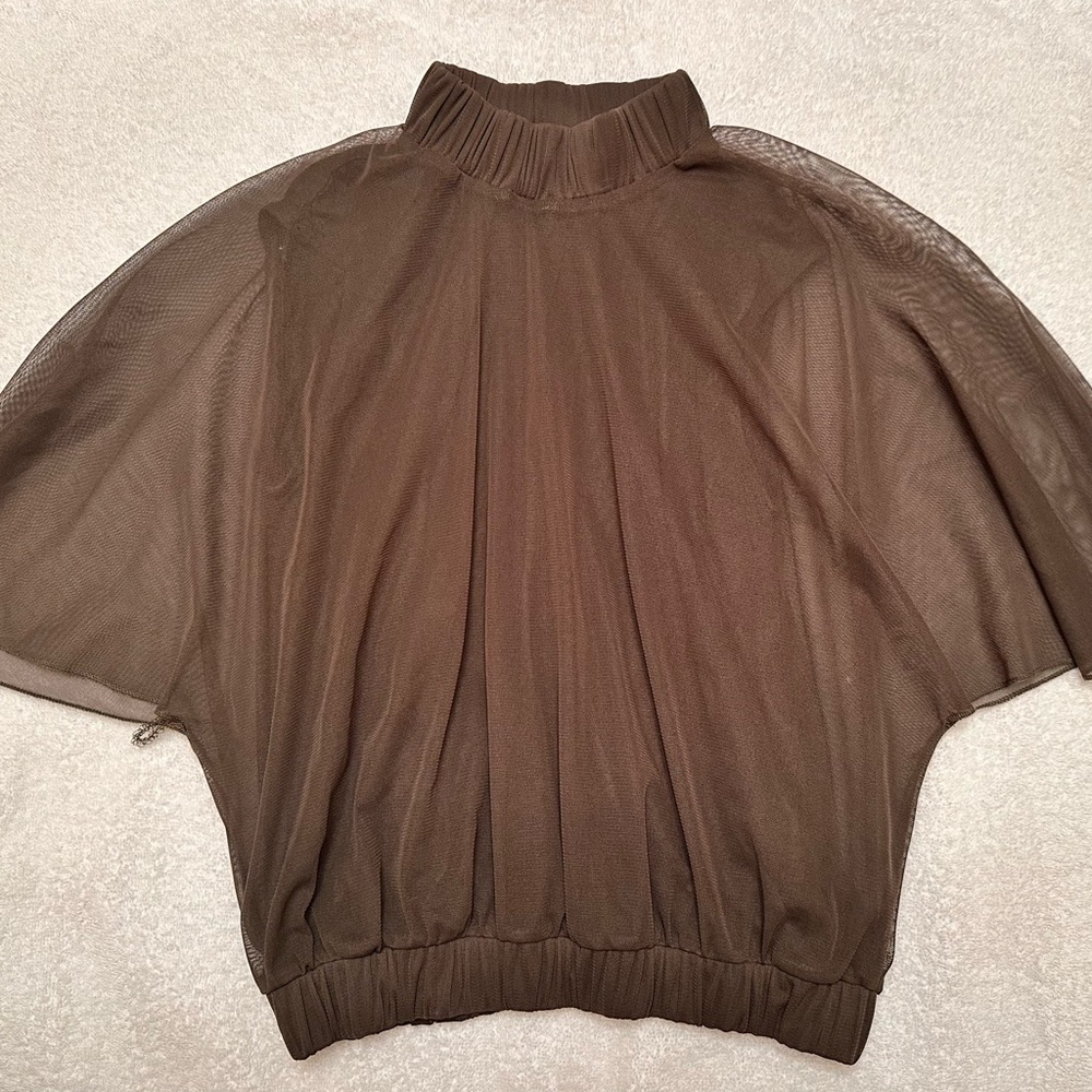 Zara Brown Boxy Dolman Sleeve Blouse